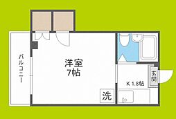 ケンズ都島 ワンルームの間取図画像