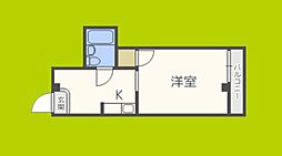 カルム大宮 1Kの間取図画像