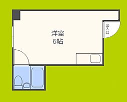 堀江グリーンハイツ ワンルームの間取図画像
