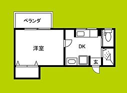 第3田辺マンション 1DKの間取図画像