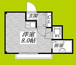 グローリ林寺 ワンルームの間取図画像