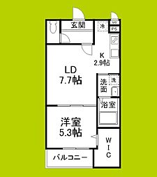 ヴェルメゾン南郷 1LDKの間取図画像
