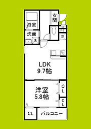 ヴェルメゾン南郷 1LDKの間取図画像