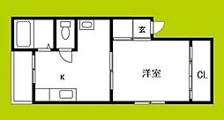 平和相互ビル北堀江 1DKの間取図画像