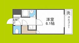 タカノハイム天神橋 1Kの間取図画像