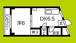 シャトー77 1DKの間取図画像