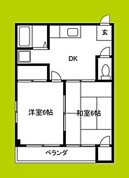ロイヤル千林 2DKの間取図画像