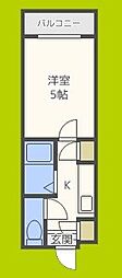 シャルマンフジ住吉壱番館 1Kの間取図画像