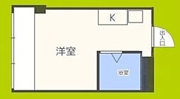 昭和グランドハイツ同心 ワンルームの間取図画像