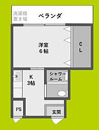 三恵ガーデンハイツ 1Kの間取図画像