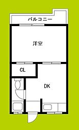 コーポ青木 1DKの間取図画像