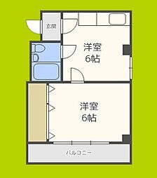 ビックヒル上町 1DKの間取図画像