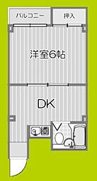 第三東洋ハイツ 1DKの間取図画像