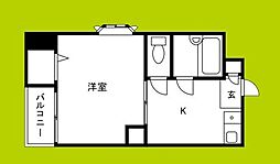 トレジャ・ハウス 1DKの間取図画像