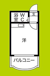 サザンドミトリー ワンルームの間取図画像