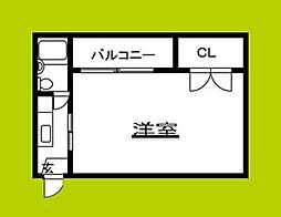 リバティー御幸 1Kの間取図画像