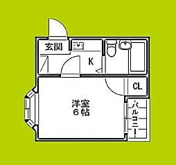 第2文の里ビル 1Kの間取図画像