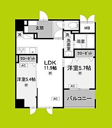 コンフォート泉尾 2LDKの間取図画像