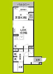 トリシア今川 1LDKの間取図画像