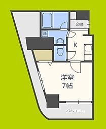 カスタリアタワー肥後橋 1Kの間取図画像