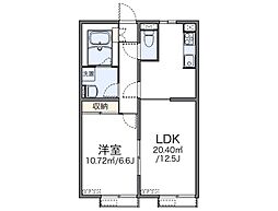 シャルマン上 1LDKの間取図画像