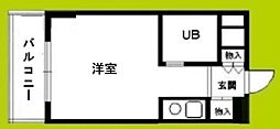 パレ・ダイト谷町 ワンルームの間取図画像