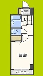 ノルデンハイム淡路D棟 1Kの間取図画像