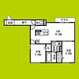 Passaro Grande北田辺 2LDKの間取図画像