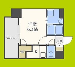エスリード阿波座レジデンス 1Kの間取図画像
