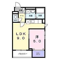 Hicaltha 大阪南恩加島 1LDKの間取図画像