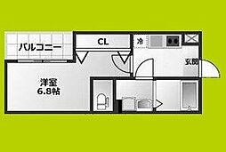 アプローズ新深江 1Kの間取図画像