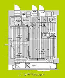プレリス鶴見緑地グランガーデリア 2LDKの間取図画像