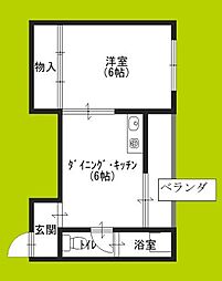 メゾンドール我孫子 1DKの間取図画像