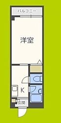 カツタビルディング3号館 1Kの間取図画像