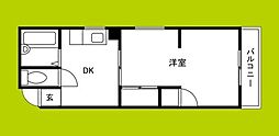グリーンスリーハイツ 1DKの間取図画像