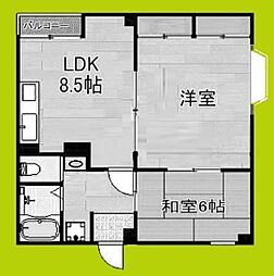 やよいシャレー 2LDKの間取図画像
