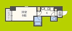 エステムコート大阪城南2 1Kの間取図画像