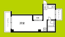 ウエストワン ワンルームの間取図画像