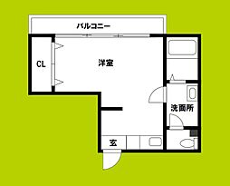 井下カウベル帝塚山 ワンルームの間取図画像