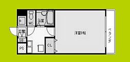 エクセレント上新12 1Kの間取図画像