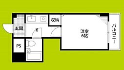 ハイム淡路 1Kの間取図画像