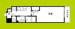クレストコート靭公園 1Kの間取図画像