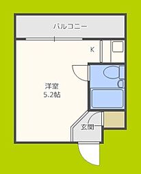 宝楽トレージャー ワンルームの間取図画像