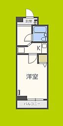 メロディーハイム夕陽丘 1Kの間取図画像