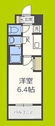 プレサンス上町台夕陽丘 1Kの間取図画像