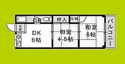 長吉コーポ 2DKの間取図画像