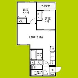 レジーナ本町 2LDKの間取図画像