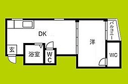 サンプラザ照ケ丘A棟 1DKの間取図画像