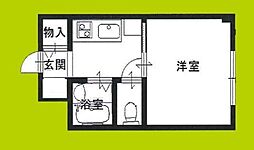 ピュアパレス2 1Kの間取図画像