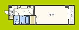 アルファ帝塚山 1Kの間取図画像
